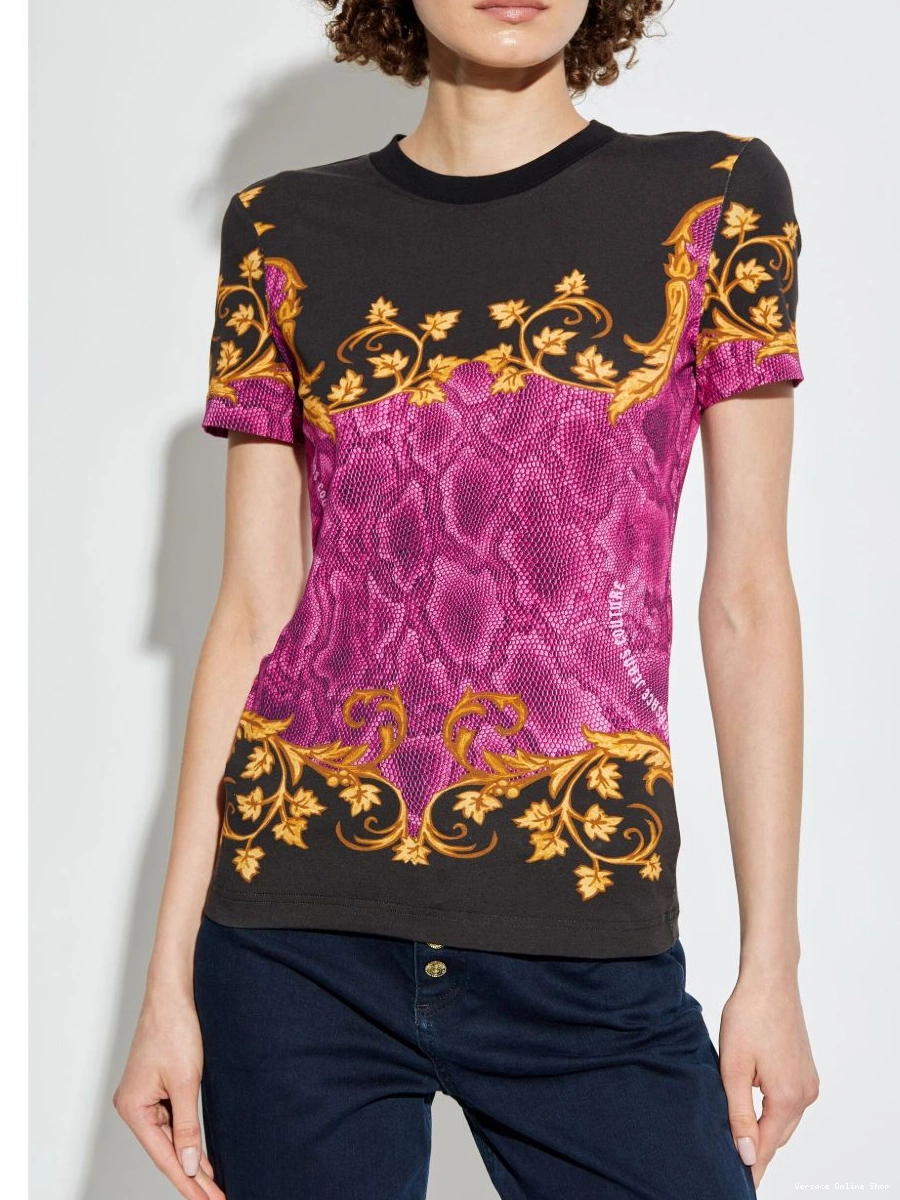 Cheap Jeans Versace T-shirt Couture snakeskin-print Women 0731
